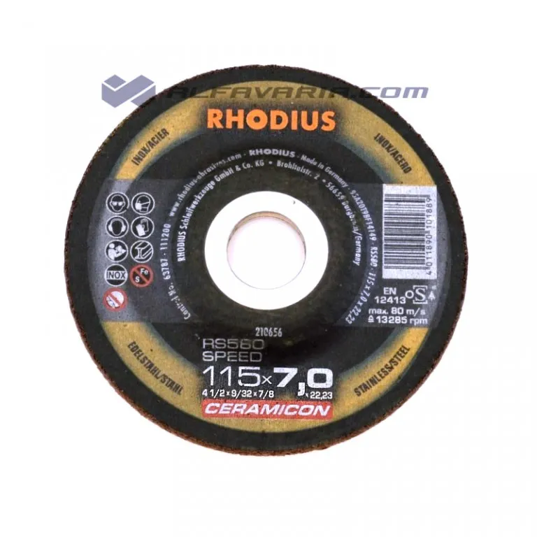 Hit Sezóny Kotouč brusný CERAMICON SR380, 115x7x22,2 nerez ocel, RHODIUS 210656