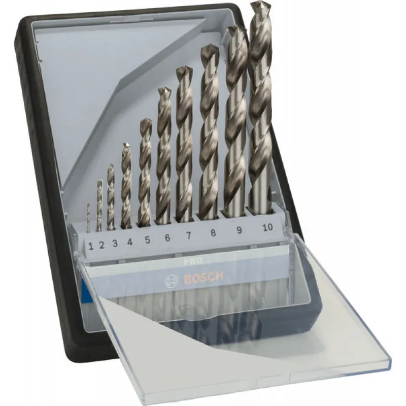 Přímo Od Výrobce BOSCH Sada spirálových vrtáků do kovu HSS-G, Robust Line, 135° 1–10 mm, 10 kusů 2607010535