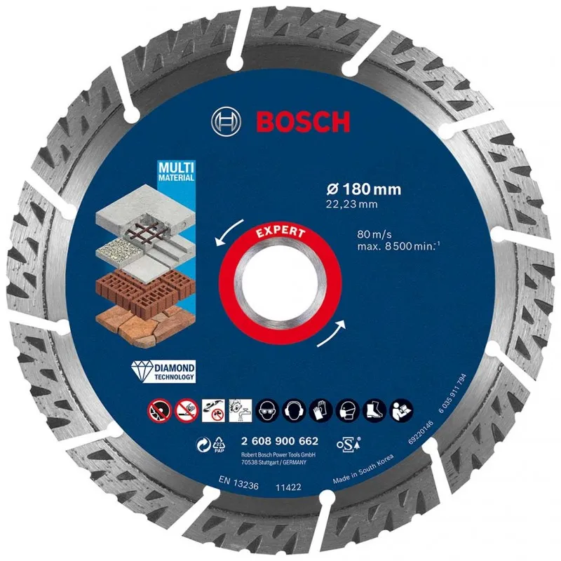 BOSCH Diamantový řezný kotouč EXPERT MultiMaterial 180 × 22,23 × 2,4 × 12 mm 2608900662 Aktuální