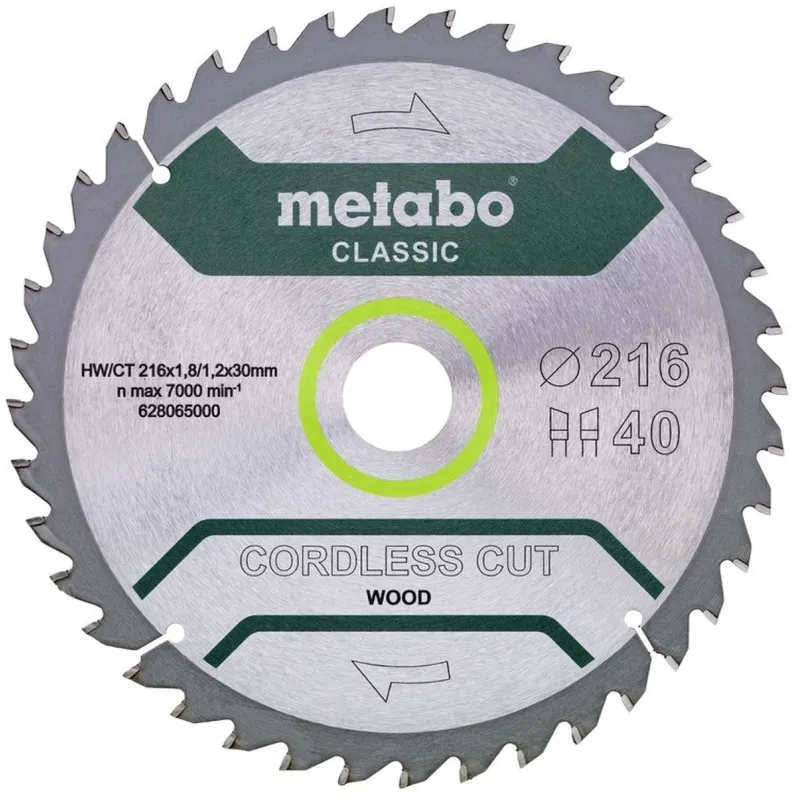 Jen Po Omezenou Doba Metabo Cordless Cut Wood Classic HW/CT pilový kotouč, 216x30mm Z40 WZ, 628065000