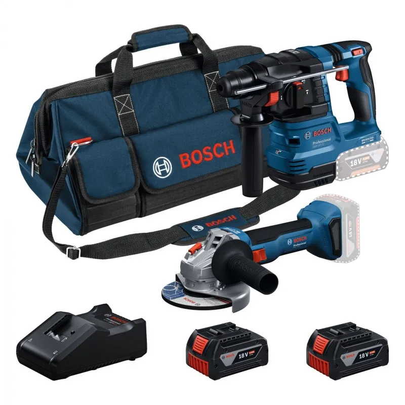 BOSCH GWS + GBH + 2× GBA 18V 4.0Ah + GAL + taška Sada 2 kusů 18V nářadí 0615V0003C Doprava Zdarma