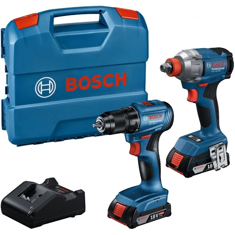 Omezená Nabídka BOSCH GDX 18V-285 + GSR 185-LI + 2× 2,0 Ah + GAL 18V-20 + pouzdro PROFESSIONAL 06019N2123