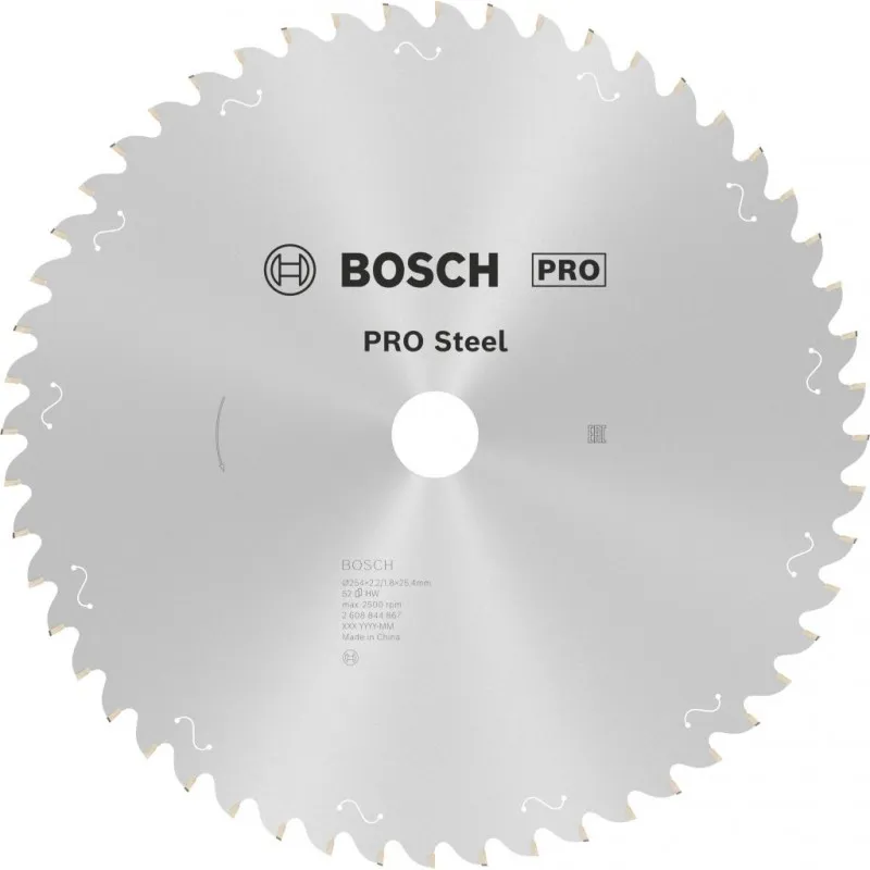 BOSCH Pilový kotouč PRO Steel Corded pro okružní pilu, 254 × 2,2 × 25,4 mm, T52 2608844867 Časově Omezené