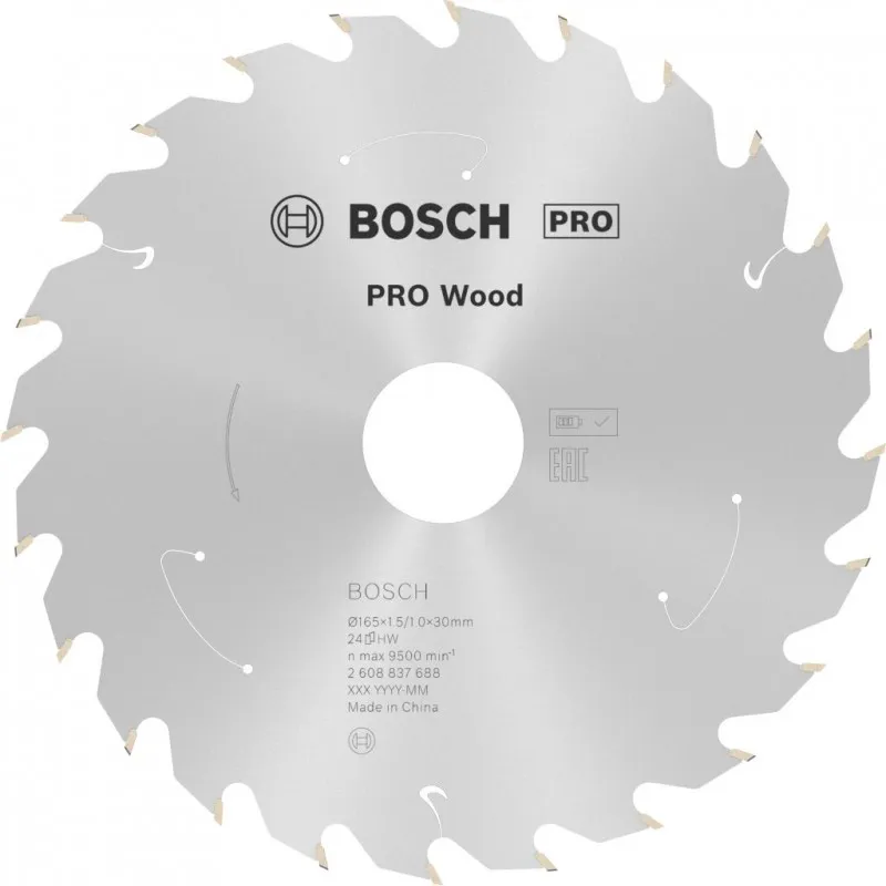 BOSCH Pilový kotouč PRO Wood cordless 165x30x1,5/1,0x24T 2608837688 Omezená Nabídka