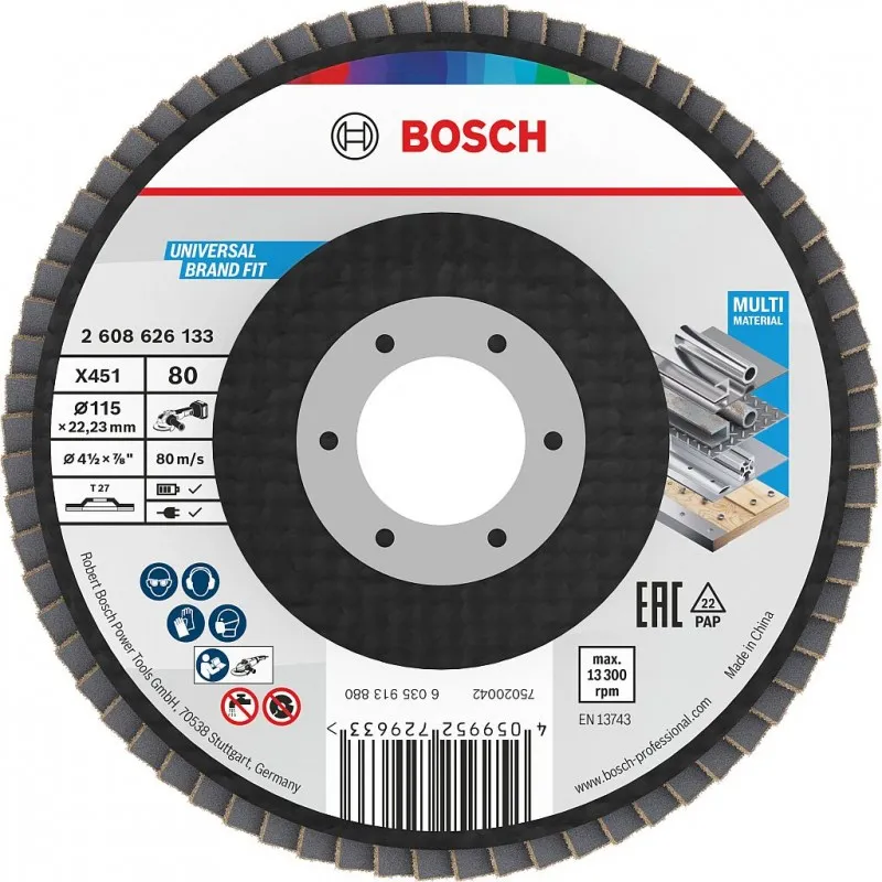 BOSCH Lamelový brusný kotouč X451, 115 × 22,23 mm, G80, T27 2608626133 Dokud Zásoby Vydrží