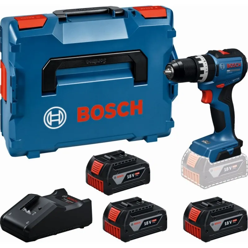 Poslední Šance BOSCH GSB18V-52 PROFESSIONAL Aku příklepový vrtací šroubovák, 3x 5,0Ah, L-BOXX 06019S0128