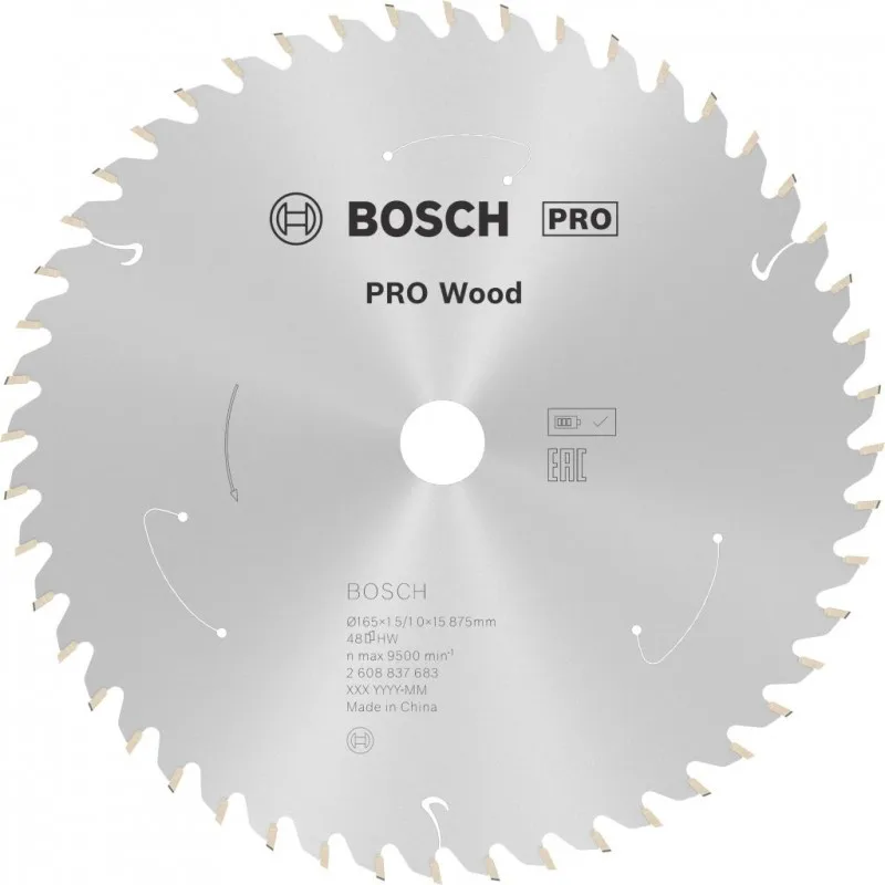 BOSCH Pilový kotouč PRO Wood cordless 165x15,875x1,5/1,0x48T 2608837683 Zlevněný