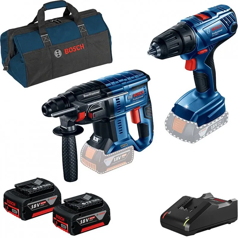 BOSCH Kombinovaná sada: GBH 180-LI + GSR 180-LI + 2× akumulátor GBA 18V 4.0Ah + brašna 0615990M31 Sezónní Sleva