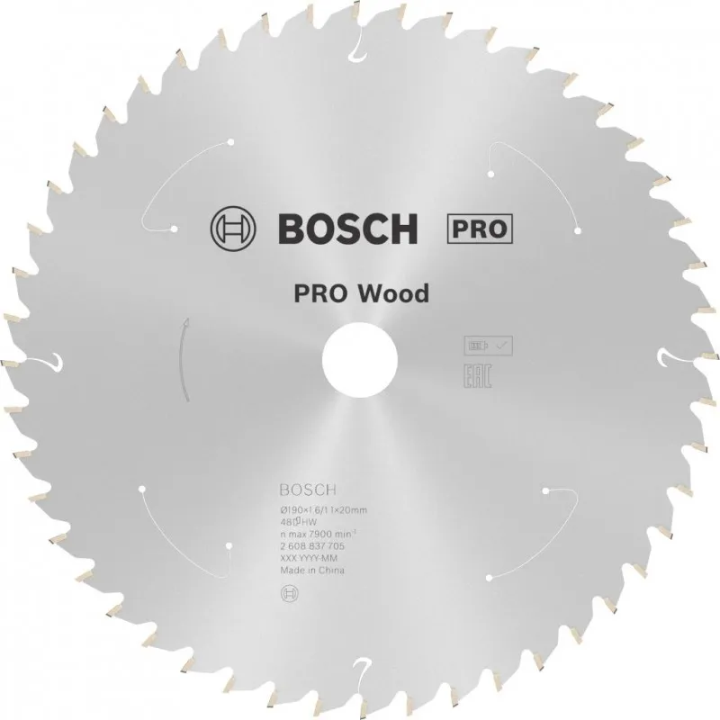 BOSCH Pilový kotouč pro aku pily; Standard for Wood 190x20x1,6/1,1x48T 2608837705 Super Cena
