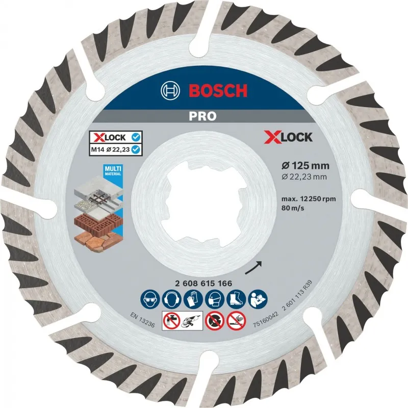 BOSCH Diamantový kotouč PRO Multi Material, 125 x 22,23 mm, X-Lock, 2 ks 2608615286 Výhodná Nabídka