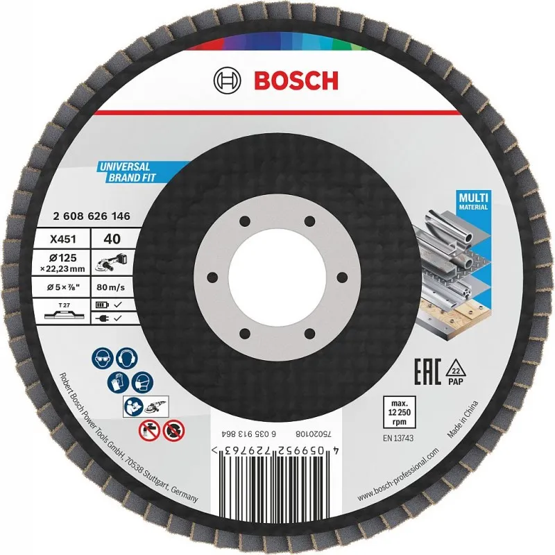 BOSCH Lamelový brusný kotouč X451, 125 × 22,23 mm, G40, T27 2608626146 Nejlepší Cena