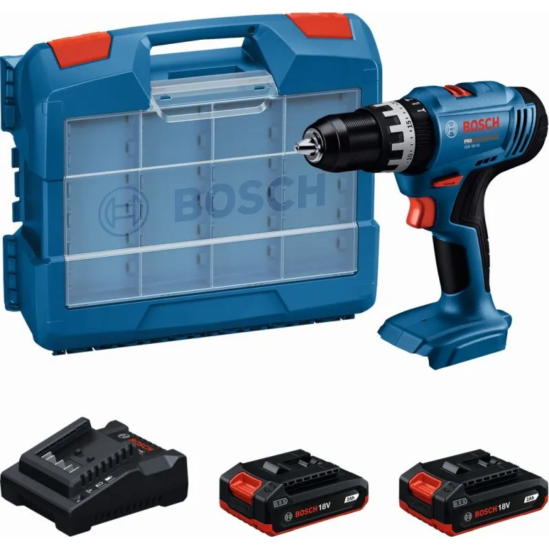 BOSCH GSB 18V-25 PROFESSIONAL Aku příklepový vrtací šroubovák, 2x 2,0Ah, kufr 06019K9304 Vysoce Kvalitní