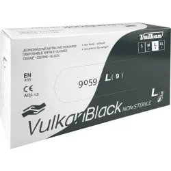 Černé jednorázové bezprašné nitrilové rukavice, velikost L, 100 ks, VulkanBlack Jen Po Omezenou Doba