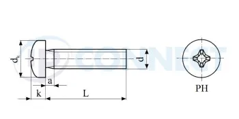 Šroub M 4 x 8 , pevnost 4.8 , zinek - Půlkulatá hlava s křížovou drážkou PH, celý závit (DIN 7985 ) Kup Teď