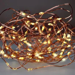 Vánoční LED řetěz měděný, teplé světlo, 50 mini LED, 5 m, 3 x AA baterie, Solight Cenová Bomba