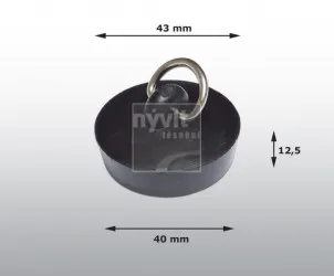 Zátka pryžová černá s půlkroužkem 1 1/2 " Ø 43 mm dřezová - B2/16 bal, 1 ks, Nývlt Nejprodávanější
