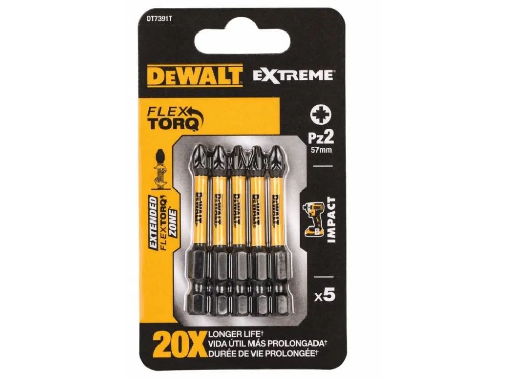 DT7391T DEWALT BITY PZ2 X 5 KS, 57MM IMPACT TORSION EXTREME PRO RÁZOVÉ UTAHOVÁKY Novinka