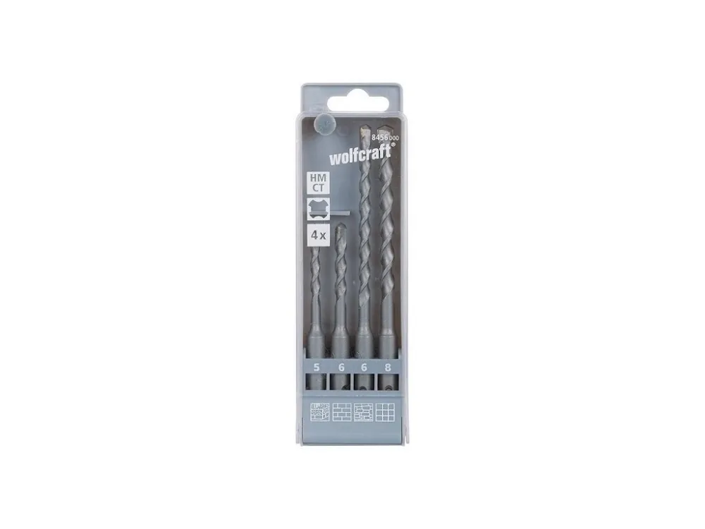 Autentický WOLFCRAFT - Vrták příklepový HM SDS+ 5-8mm, sada 4ks