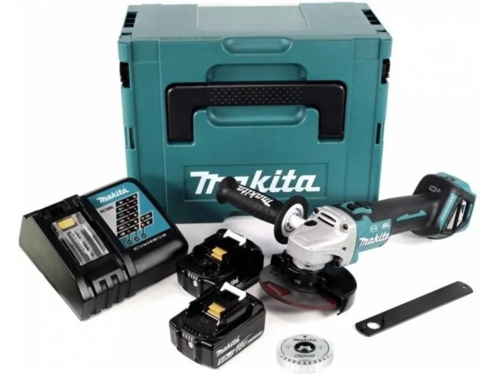 Časově Omezené Makita DGA513RTJ Aku úhlová bruska 125mm Li-ion 18V, 2x 5.0 Ah, nabíječka, systainer