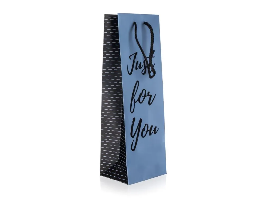 taška dárková na láhev 12x35x9cm JUST FOR YOU BLUE Vysoce Kvalitní