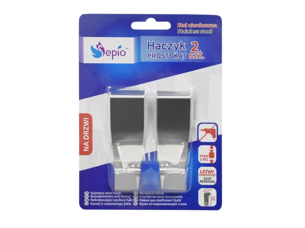 Oblíbený háček na zásuvku 2,7x2,7x6,5cm nerez (2ks)