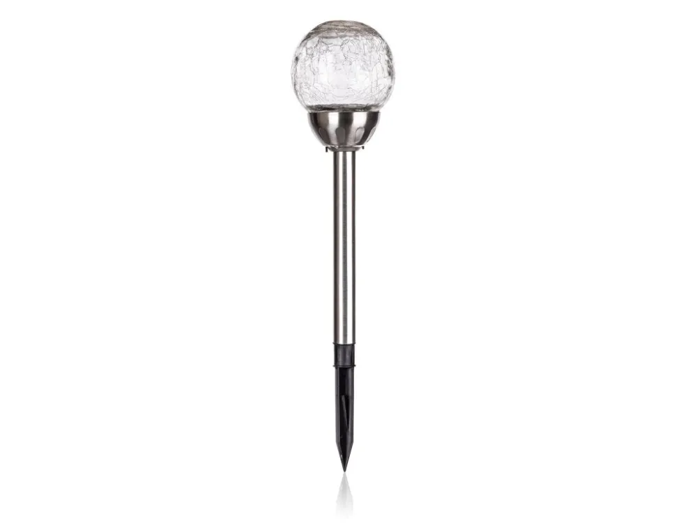 lampa solární KOULE 10cm v.38,5cm, 2LED čirá, popraskaná Nízká Cena