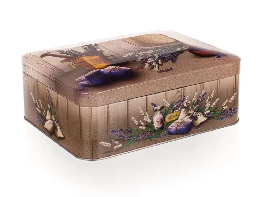 box na čaj 20x15,5x8cm LAVENDER plechový Víkendová Akce