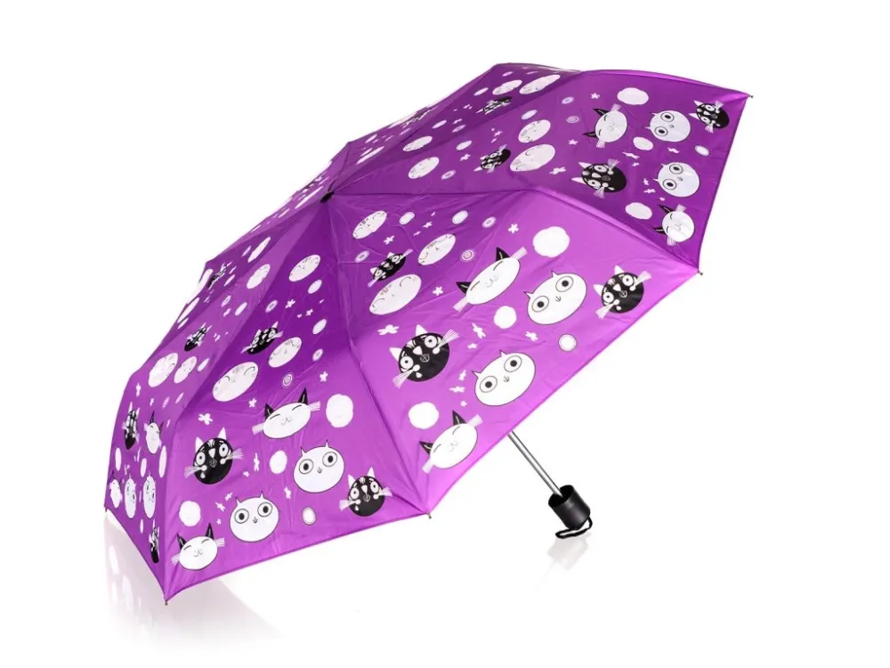 Autentický deštník 52cm skládací mění barvy FI kočičky