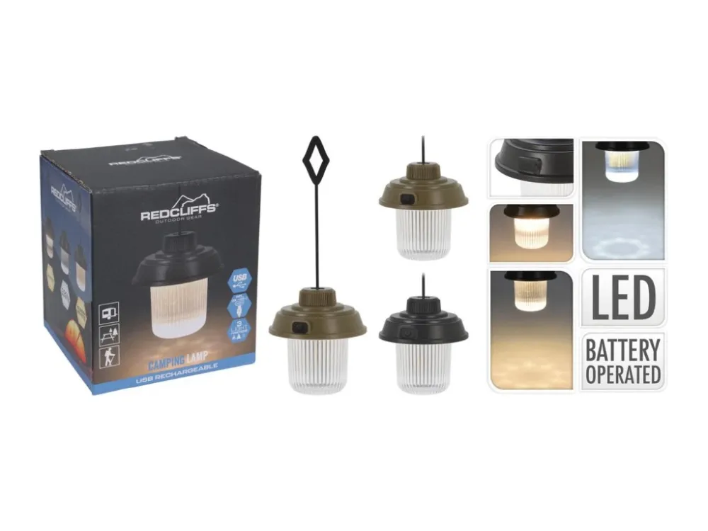 Vrácení Zdarma svítilna kempingová 10,5x10,5cm 3,7V, USB nabíjecí, 3 režimy