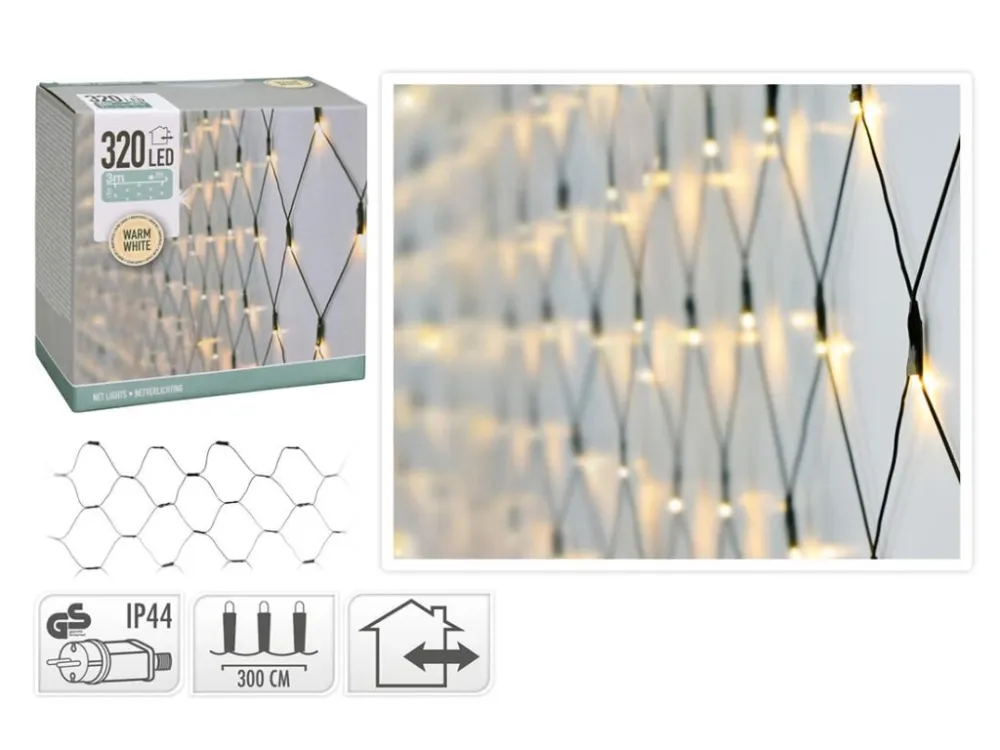 osvětlení vánoční 1,5x3m 320LED teplá BÍ, SÍŤ Značkový