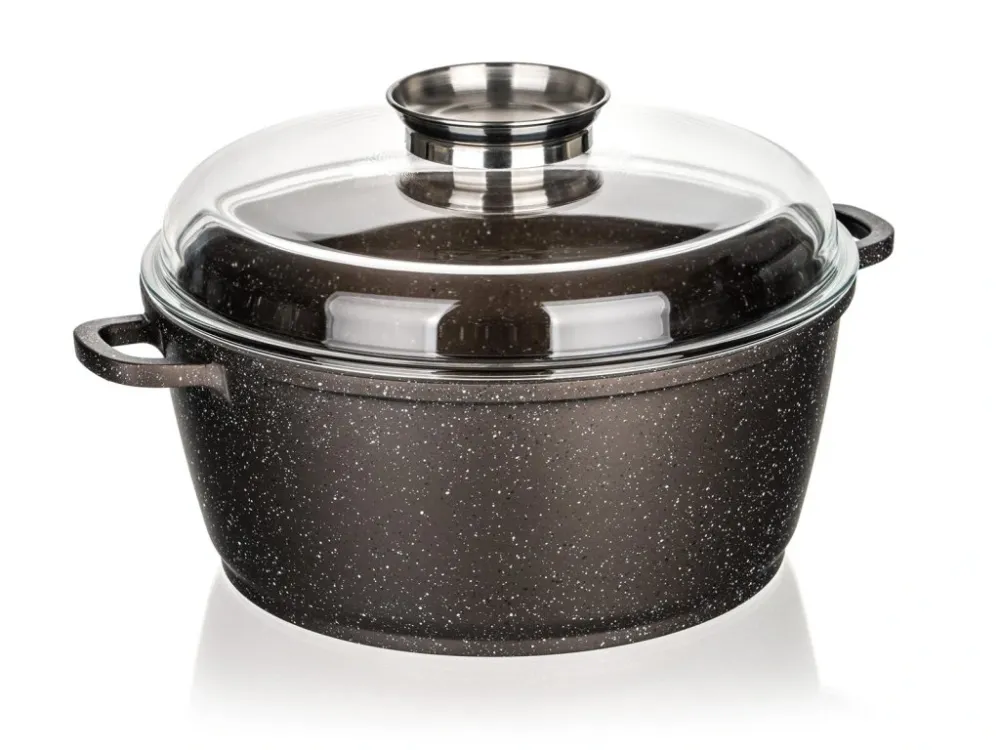 Nejprodávanější hrnec 28x12,5cm nepřiln.povrch PREMIUM Dark Brown se skl.poklicí,aroma knob