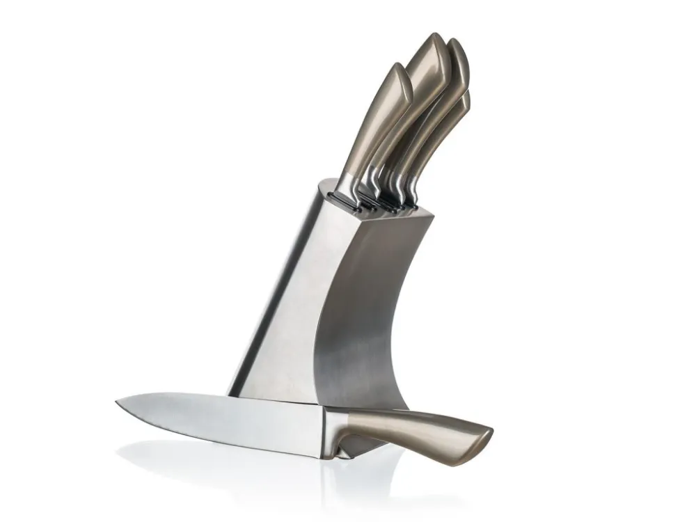 nůž METALLIC Platinum nerez sada 5díl. + stojan nerez Akce