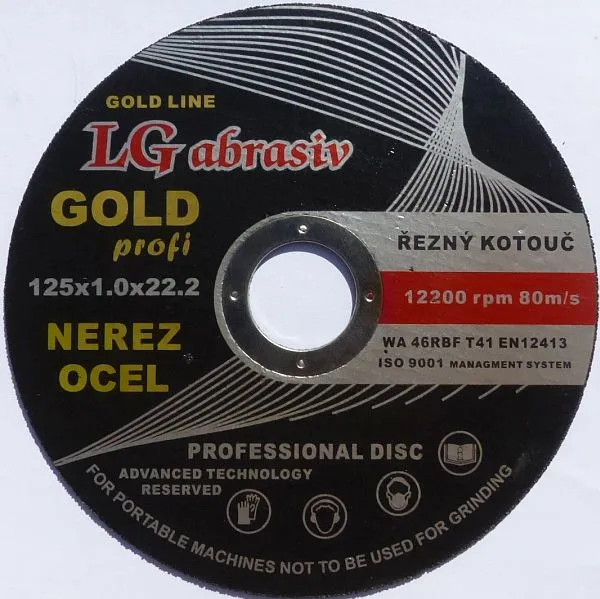 Speciální Cena Kotouč řezný 125x1 LG INOX/NEREZ GOLD