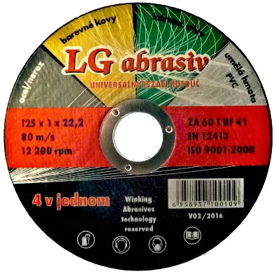 Akční Nabídka Kotouč řezný 125x1 LG 4v1 (Fe, Inox, bar. kovy, cihla, kámen, pvc)